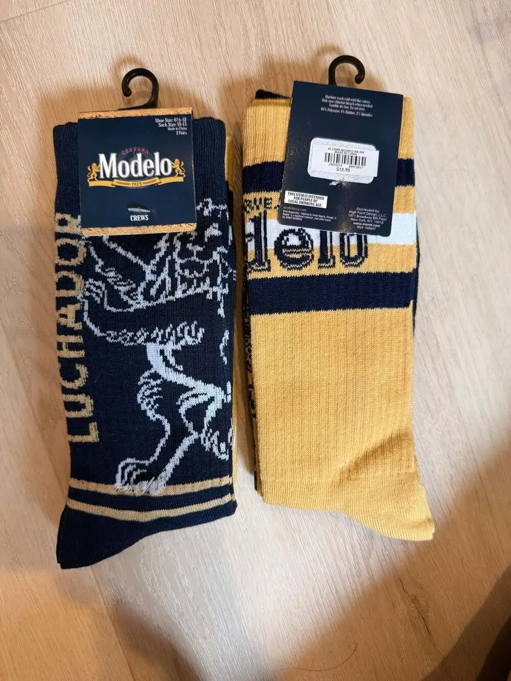 2 pairs of Modelo Ribbed Crew Socks 2-Pack Size 10-13
